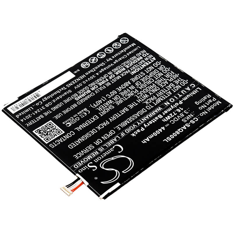 3.8V, 4400mAh, Li-Polymer Battery fits Sprint, Aqt80, Slate 80, 16.72Wh