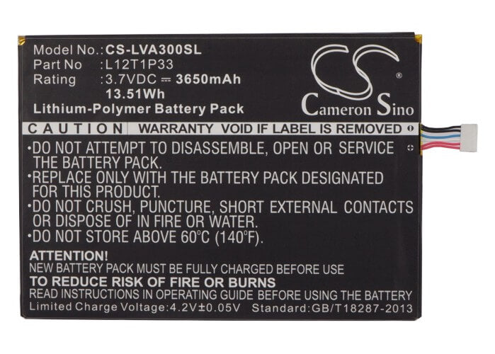 3.7V, 3650mAh, Li-Polymer Battery fits Lenovo, Ideapad A1000l-f60041, Ideapad A1010, 13.505Wh