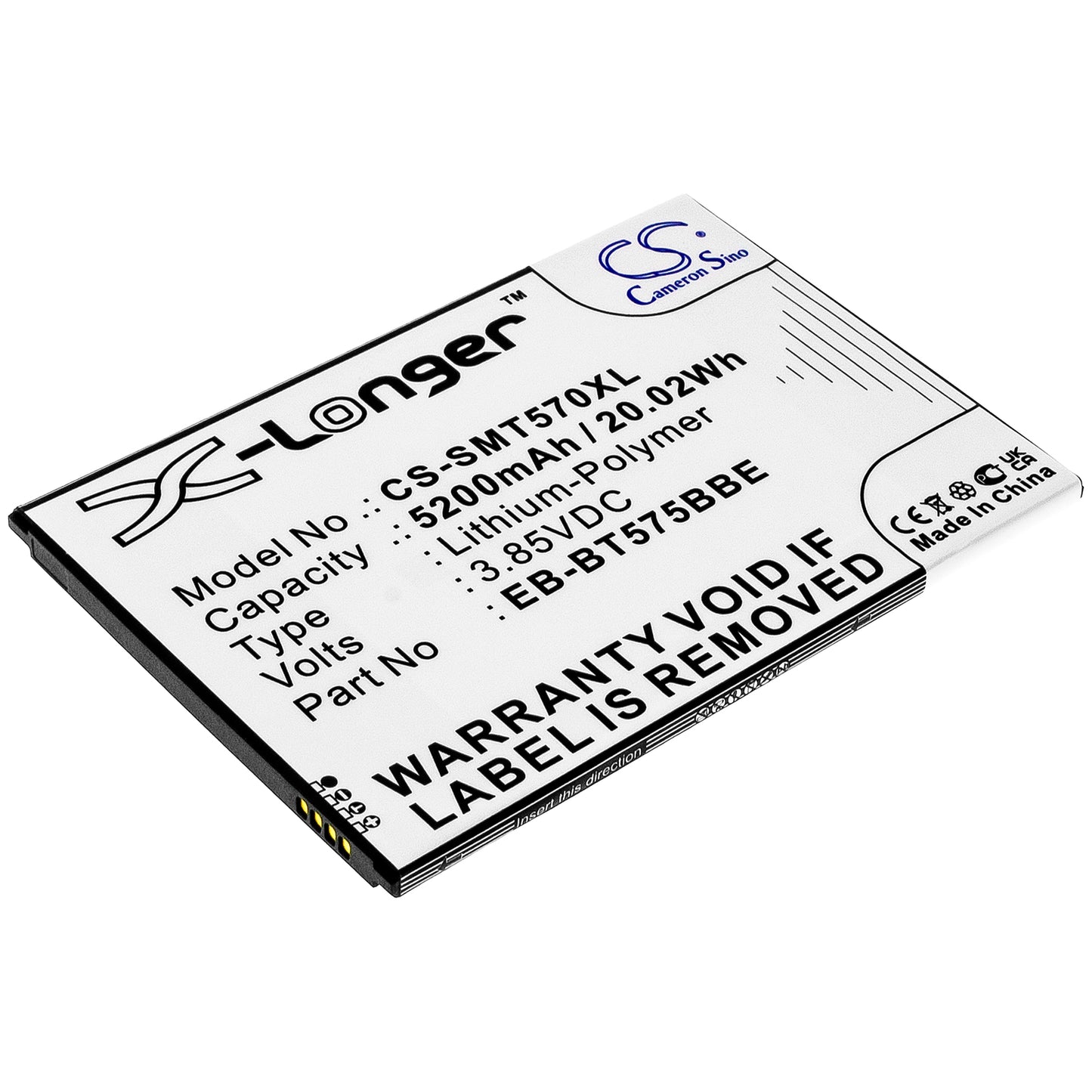 3.85V, 5200mAh, Li-Polymer Battery fits Samsung, Galaxy Tab Active 3, Galaxy Tab Active 3 8.0, 20.02Wh