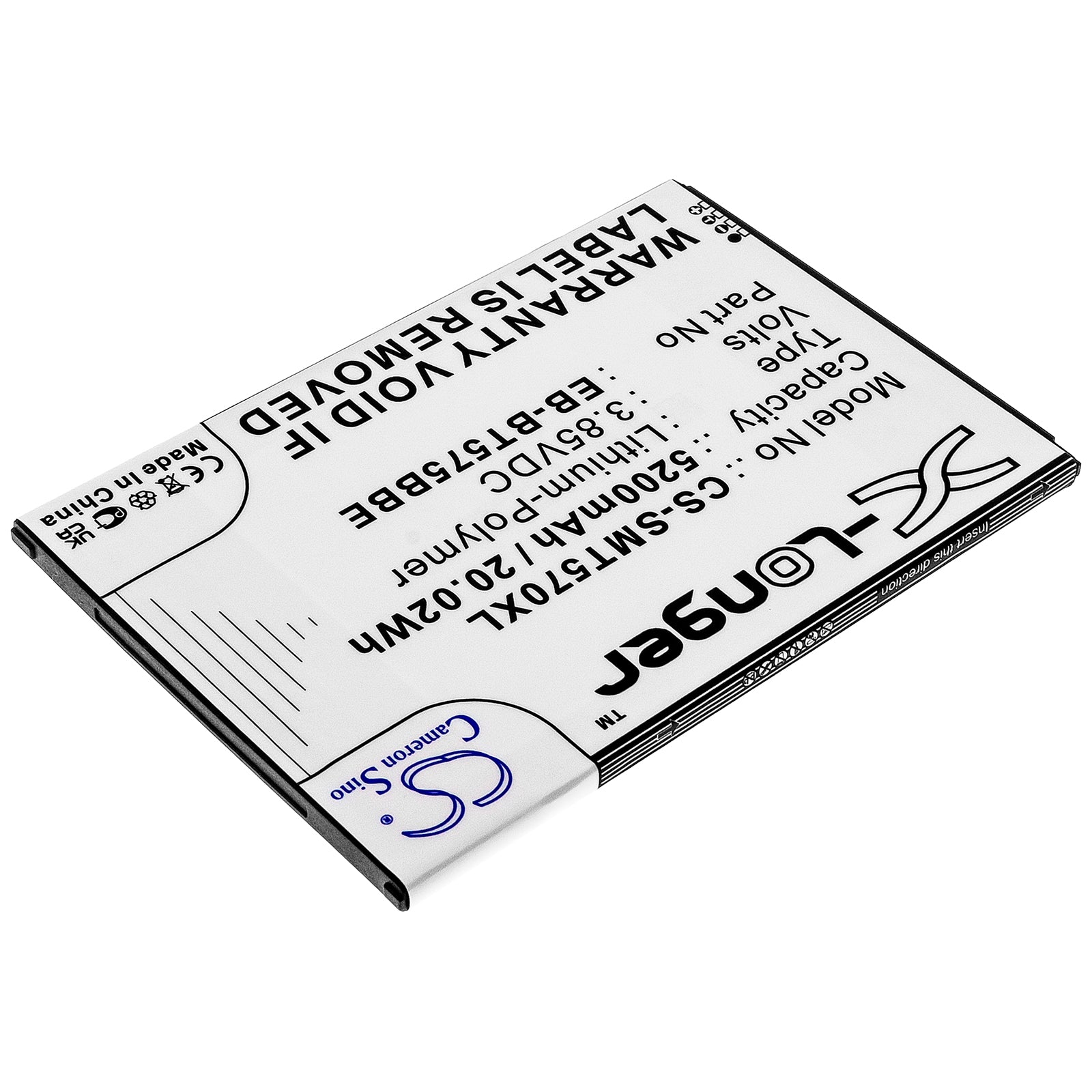 3.85V, 5200mAh, Li-Polymer Battery fits Samsung, Galaxy Tab Active 3, Galaxy Tab Active 3 8.0, 20.02Wh