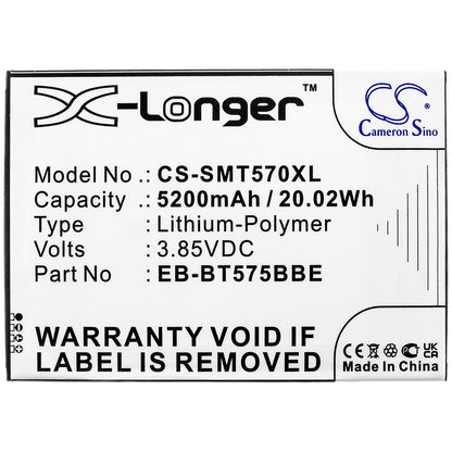 3.85V, 5200mAh, Li-Polymer Battery fits Samsung, Galaxy Tab Active 3, Galaxy Tab Active 3 8.0, 20.02Wh