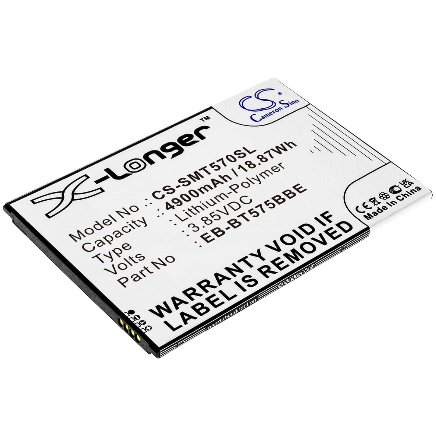 3.85V, 4900mAh, Li-Polymer Battery fits Samsung, Galaxy Tab Active 3, Galaxy Tab Active 3 8.0, 18.865Wh