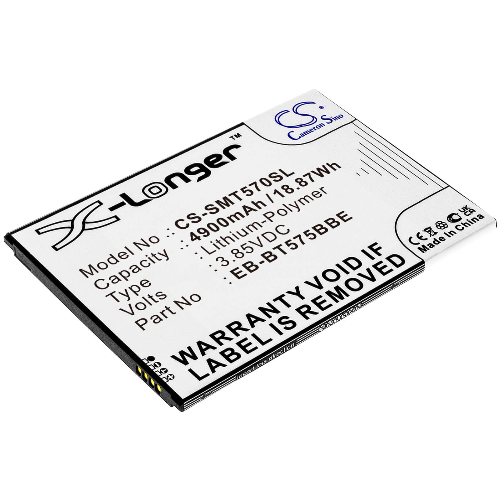 3.85V, 4900mAh, Li-Polymer Battery fits Samsung, Galaxy Tab Active 3, Galaxy Tab Active 3 8.0, 18.865Wh