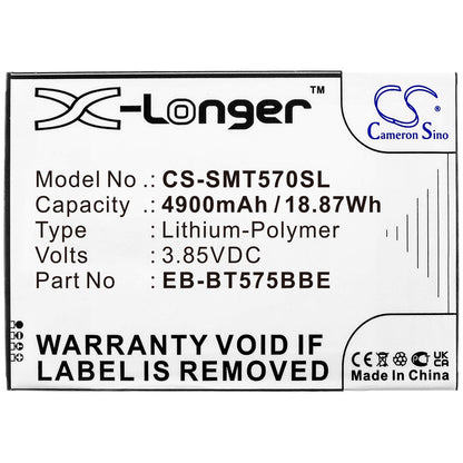 3.85V, 4900mAh, Li-Polymer Battery fits Samsung, Galaxy Tab Active 3, Galaxy Tab Active 3 8.0, 18.865Wh