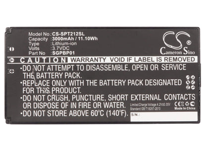 3.7V, 3000mAh, Li-ion Battery fits Sony, Sgpt211au/s, Sgpt211cn, 11.1Wh