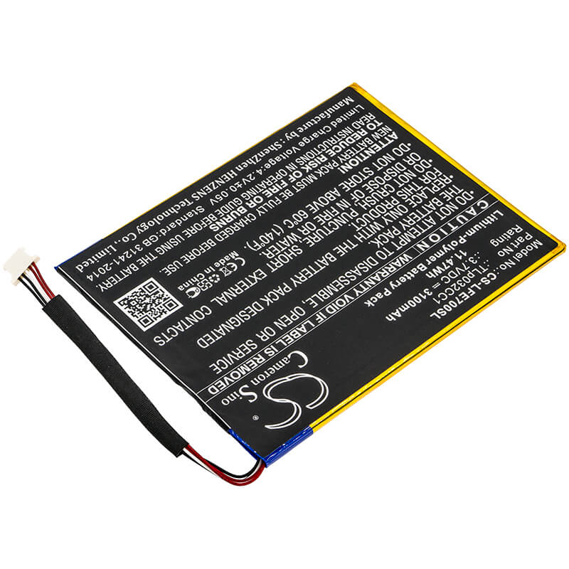 3.7V, 3100mAh, Li-Polymer Battery fits Leapfrog, 31576, Epic 7, 11.47Wh