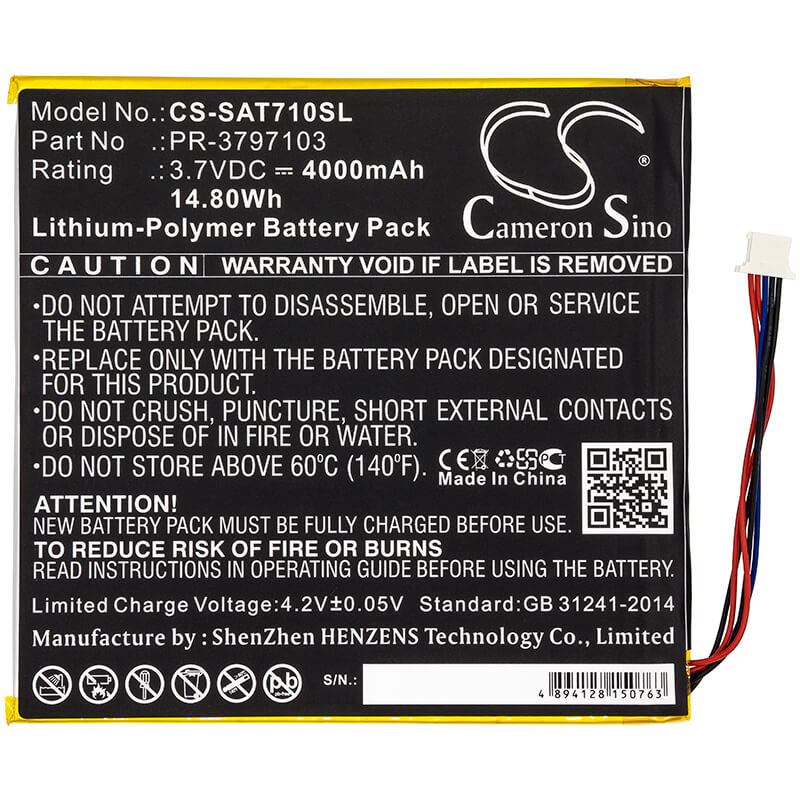 3.7V, 4000mAh, Li-Polymer Battery fits Digiland, Dl8006, Quad Core 8", 14.8Wh