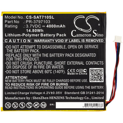 3.7V, 4000mAh, Li-Polymer Battery fits Insignia, Flex Ns, P08a7100, 14.8Wh
