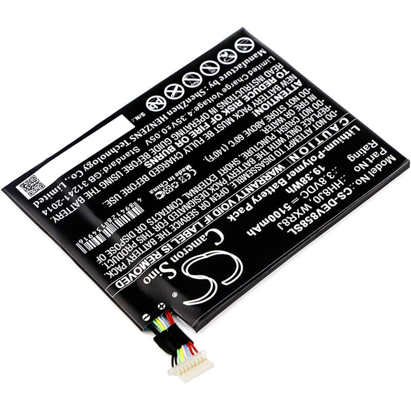 3.8V, 5100mAh, Li-Polymer Battery fits Dell, Venue 8 Pro 5855, 19.38Wh