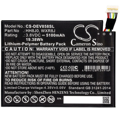 3.8V, 5100mAh, Li-Polymer Battery fits Dell, Venue 8 Pro 5855, 19.38Wh