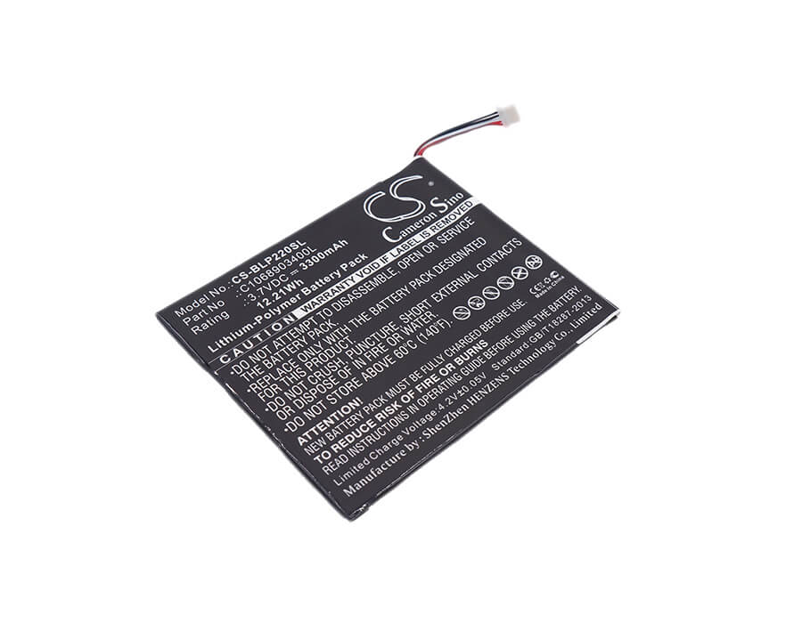 3.7V, 3300mAh, Li-Polymer Battery fits Blu, Bt-e505, P220, 12.21Wh