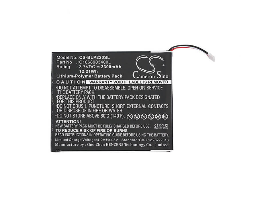 3.7V, 3300mAh, Li-Polymer Battery fits Blu, Bt-e505, P220, 12.21Wh