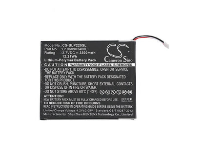 3.7V, 3300mAh, Li-Polymer Battery fits Blu, Bt-e505, P220, 12.21Wh