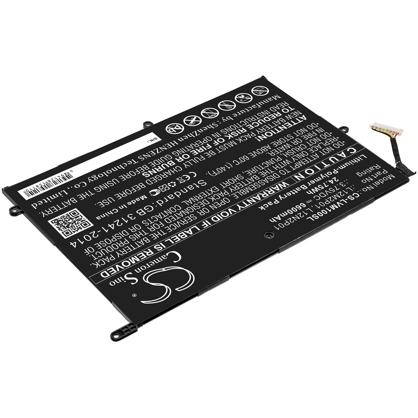 3.75V, 6600mAh, Li-Polymer Battery fits Lenovo, Miix 10, Thinkpad Tablet 2 3679 - 10.1, 24.75Wh
