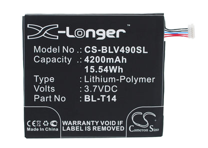 3.7V, 4200mAh, Li-Polymer Battery fits Lg, G Pad 8.0, G Pad F 8.0, 15.54Wh