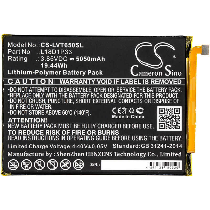 3.85V, 5050mAh, Li-Polymer Battery fits Lenovo, Pb-6505m, Tab V7, 19.4425Wh