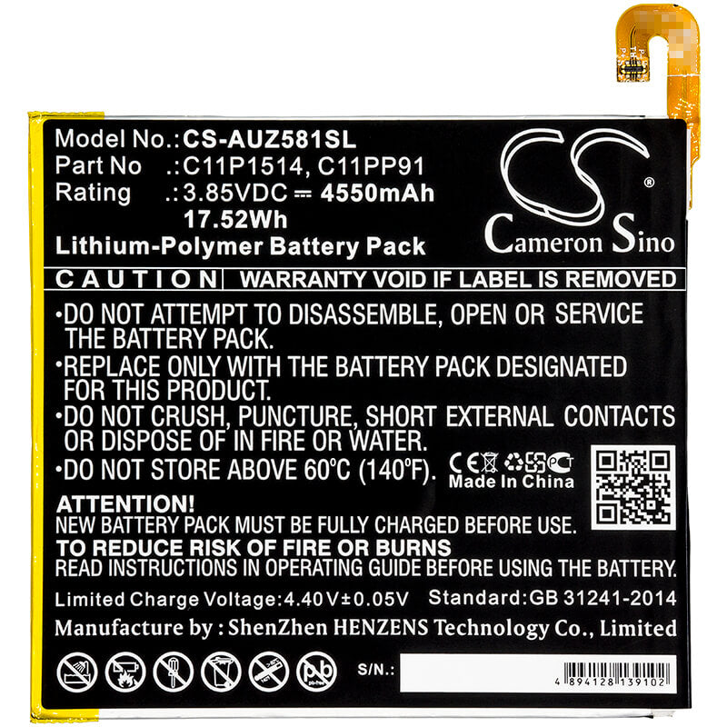 3.85V, 4550mAh, Li-Polymer Battery fits Asus, P008, Z581kl, 17.5175Wh