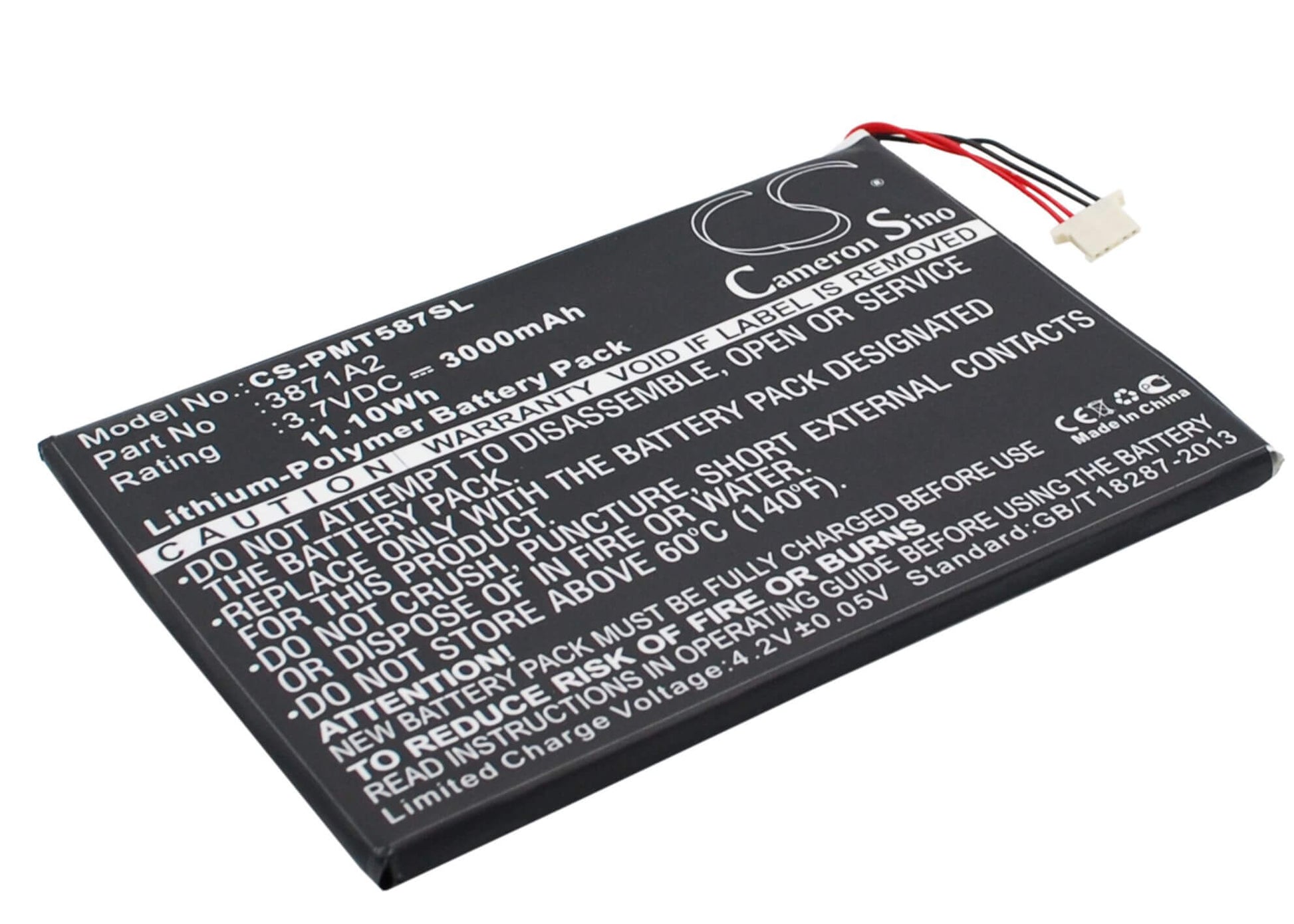 3.7V, 3000mAh, Li-Polymer Battery fits Prestigio, Multipad 7.0 Ultra Duo, Pmt5877c, 11.1Wh