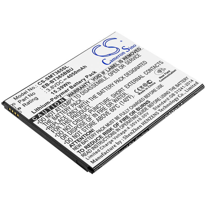 3.8V, 4050mAh, Li-Polymer Battery fits Samsung, Galaxy Tab Active, Galaxy Tab Active 2, 15.39Wh