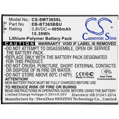 3.8V, 4050mAh, Li-Polymer Battery fits Samsung, Galaxy Tab Active, Galaxy Tab Active 2, 15.39Wh