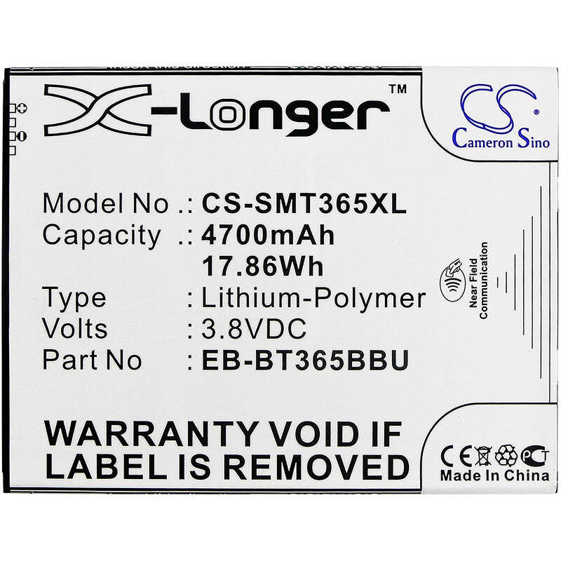 3.8V, 4700mAh, Li-Polymer Battery fits Samsung, Galaxy Tab Active, Galaxy Tab Active 2, 17.86Wh