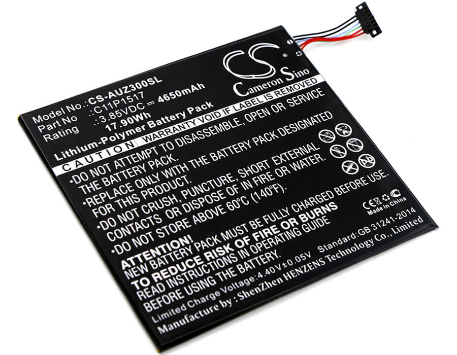 3.85V, 4650mAh, Li-Polymer Battery fits Asus, Pad Zenpad Zenpad 10 Z0310m, Pad Zenpad Zenpad 10 Z300m, 17.9025Wh