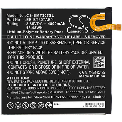 3.85V, 4800mAh, Li-Polymer Battery fits Samsung, Galaxy Tab A 8.4 2020, Sm-t307u, 18.48Wh