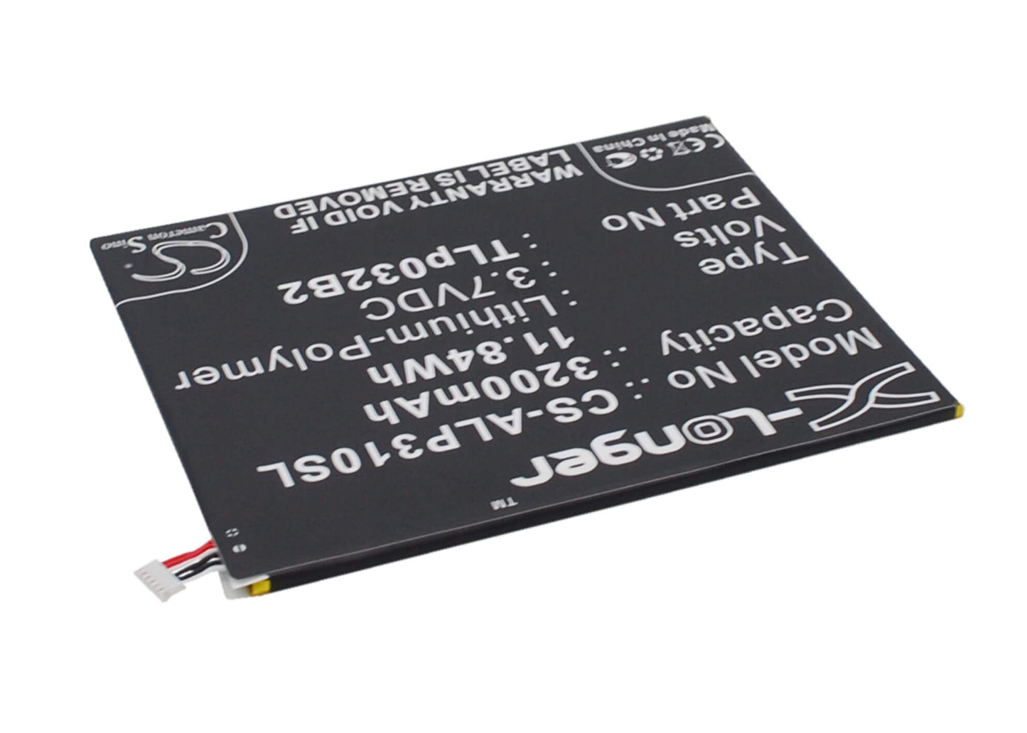 3.7V, 3200mAh, Li-Polymer Battery fits Alcatel, One Touch Pixi 3 8.0 3g, One Touch Pixi 3 8.0 Wifi, 11.84Wh
