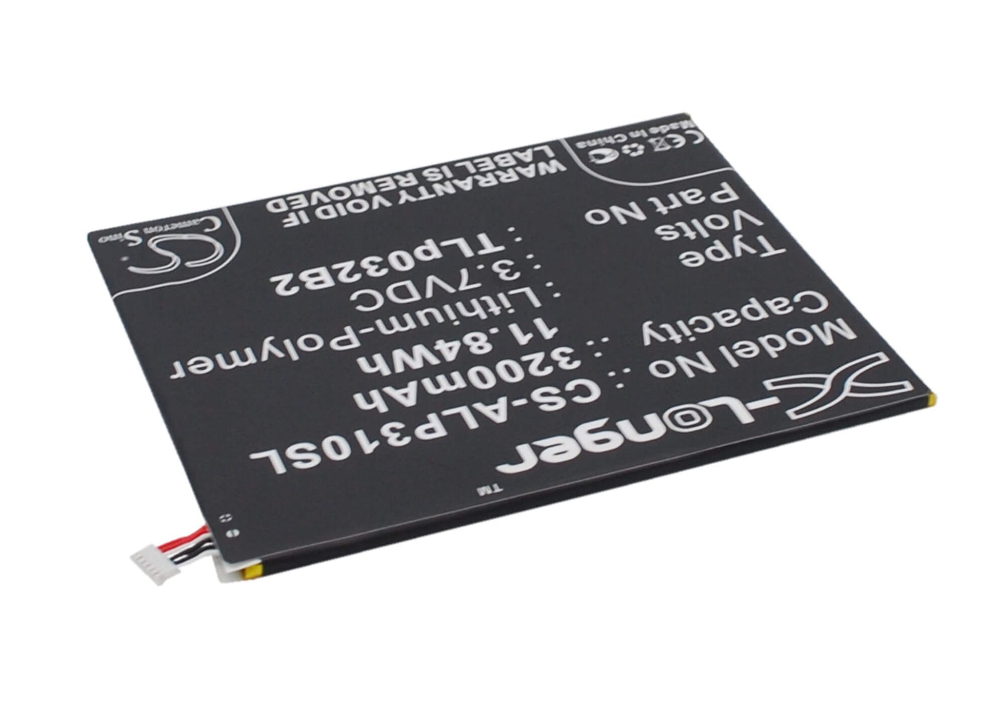 3.7V, 3200mAh, Li-Polymer Battery fits Alcatel, One Touch Pixi 3 8.0 3g, One Touch Pixi 3 8.0 Wifi, 11.84Wh