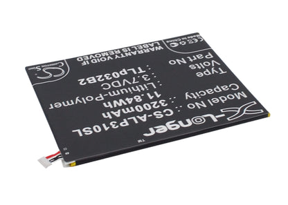 3.7V, 3200mAh, Li-Polymer Battery fits Alcatel, One Touch Pixi 3 8.0 3g, One Touch Pixi 3 8.0 Wifi, 11.84Wh