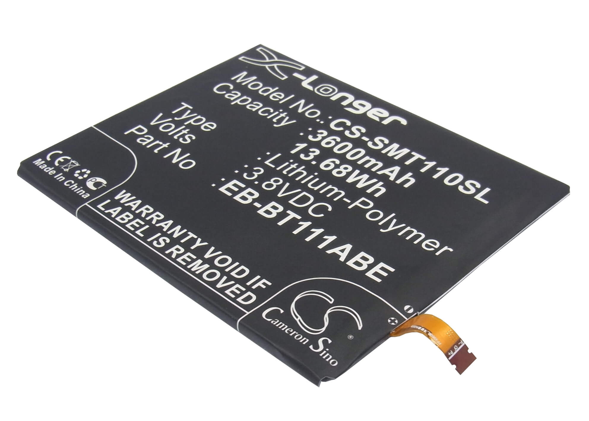 3.8V, 3600mAh, Li-Polymer Battery fits Samsung, Galaxy Tab 3 Lite 7.0, Galaxy Tab 3 Lite 7.0 3g, 13.68Wh