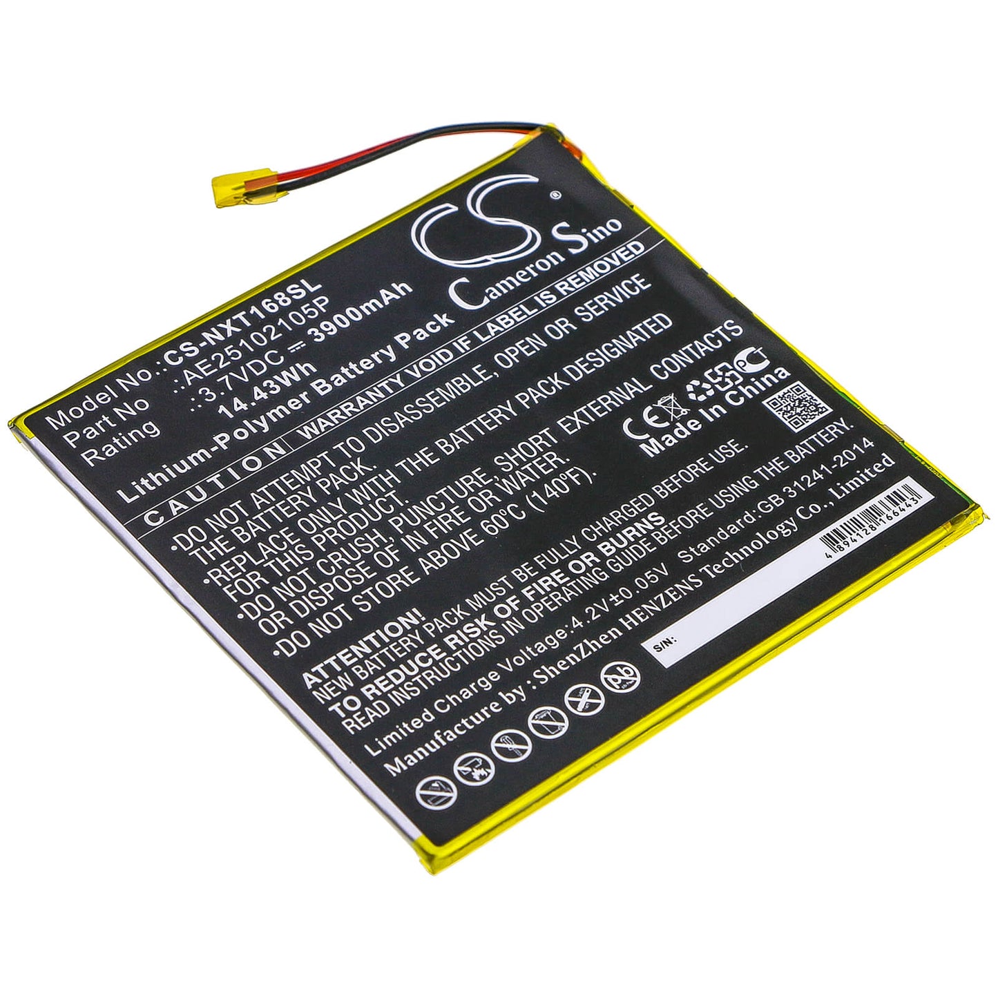 3.7V, 3900mAh, Li-Polymer Battery fits Nextbook, Ares 8a, Nx16a8116kpk, 14.43Wh