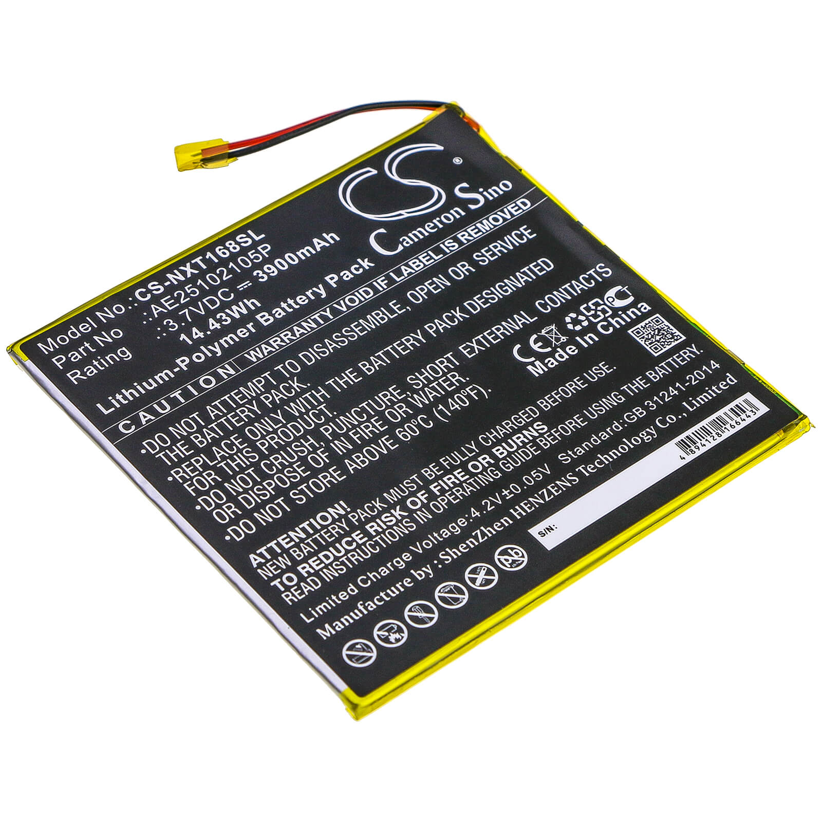 3.7V, 3900mAh, Li-Polymer Battery fits Nextbook, Ares 8a, Nx16a8116kpk, 14.43Wh