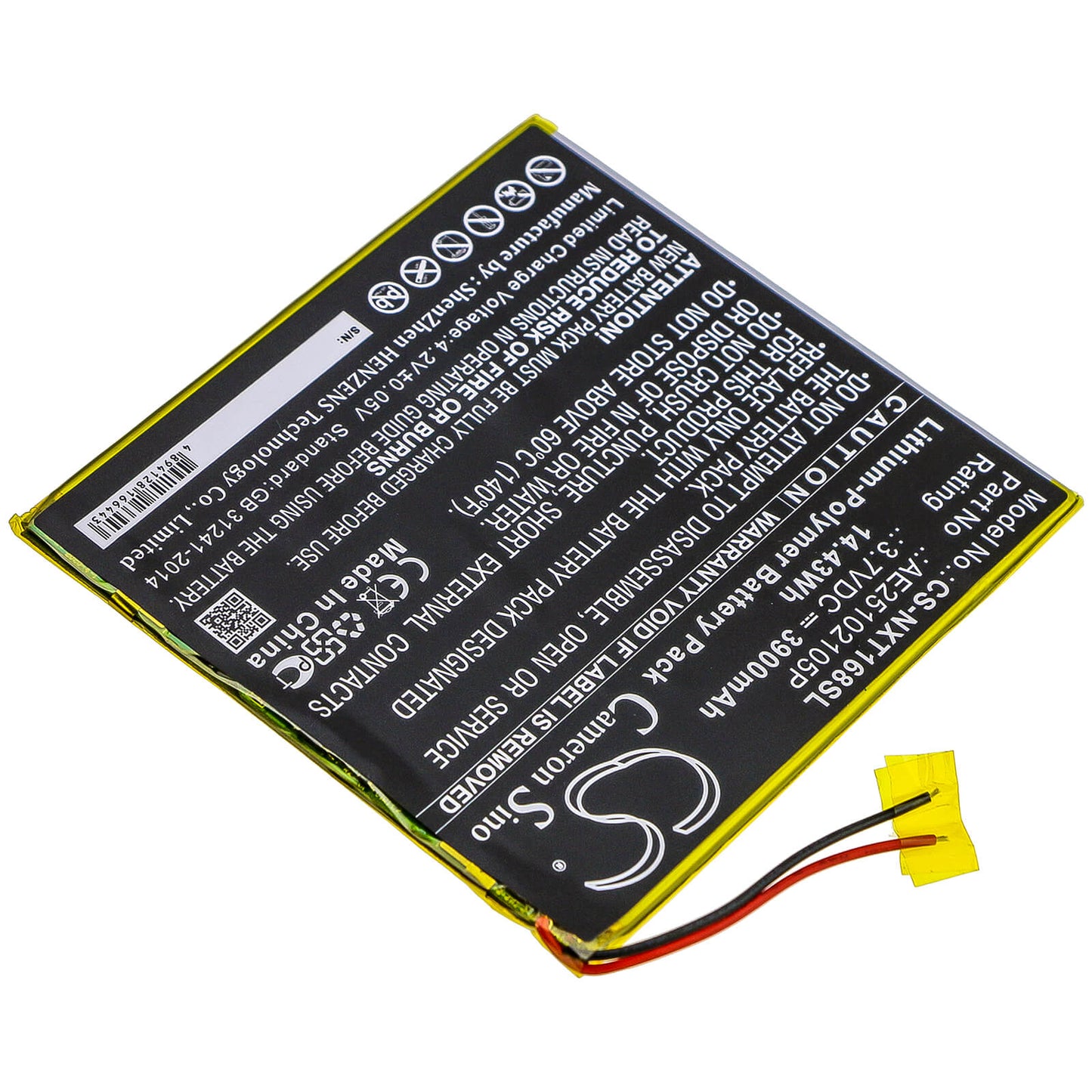 3.7V, 3900mAh, Li-Polymer Battery fits Nextbook, Ares 8a, Nx16a8116kpk, 14.43Wh