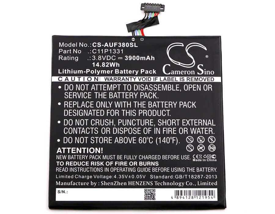 3.8V, 3900mAh, Li-Polymer Battery fits Asus, Fe380cg, Fonepad 8 Dual Sim, 14.82Wh
