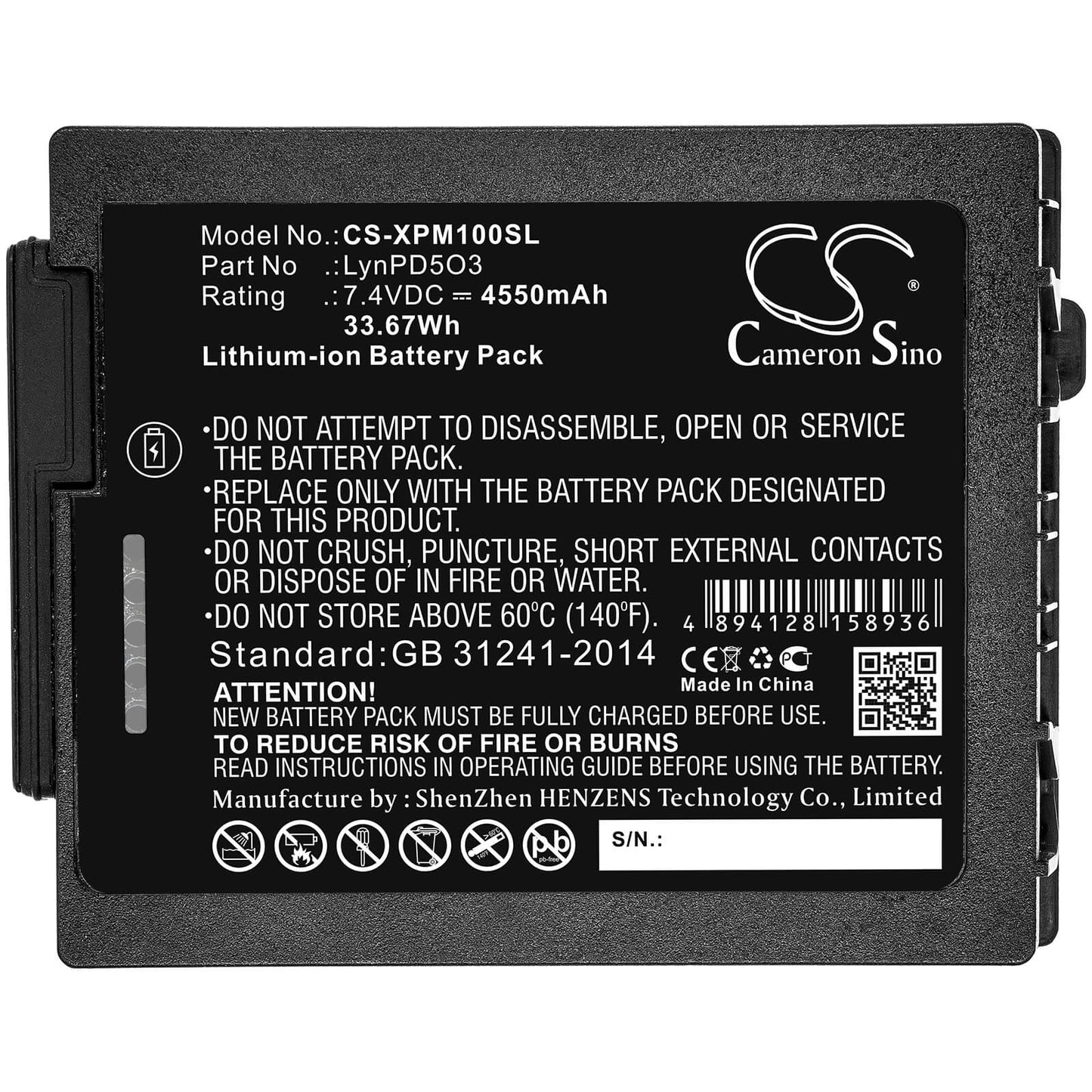 7.4V, 4550mAh, Li-ion Battery fits Xplore, 0b23-01h4000e, Lynpd5o3, 33.67Wh