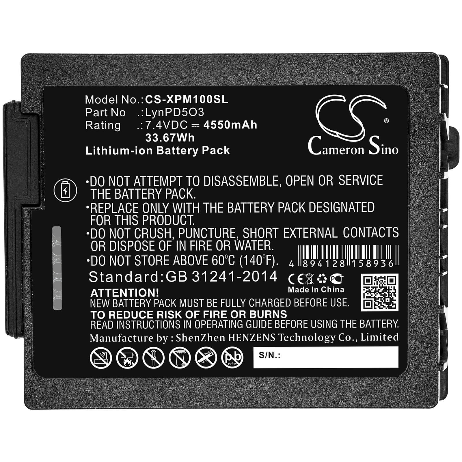 7.4V, 4550mAh, Li-ion Battery fits Xplore, 0b23-01h4000e, Lynpd5o3, 33.67Wh