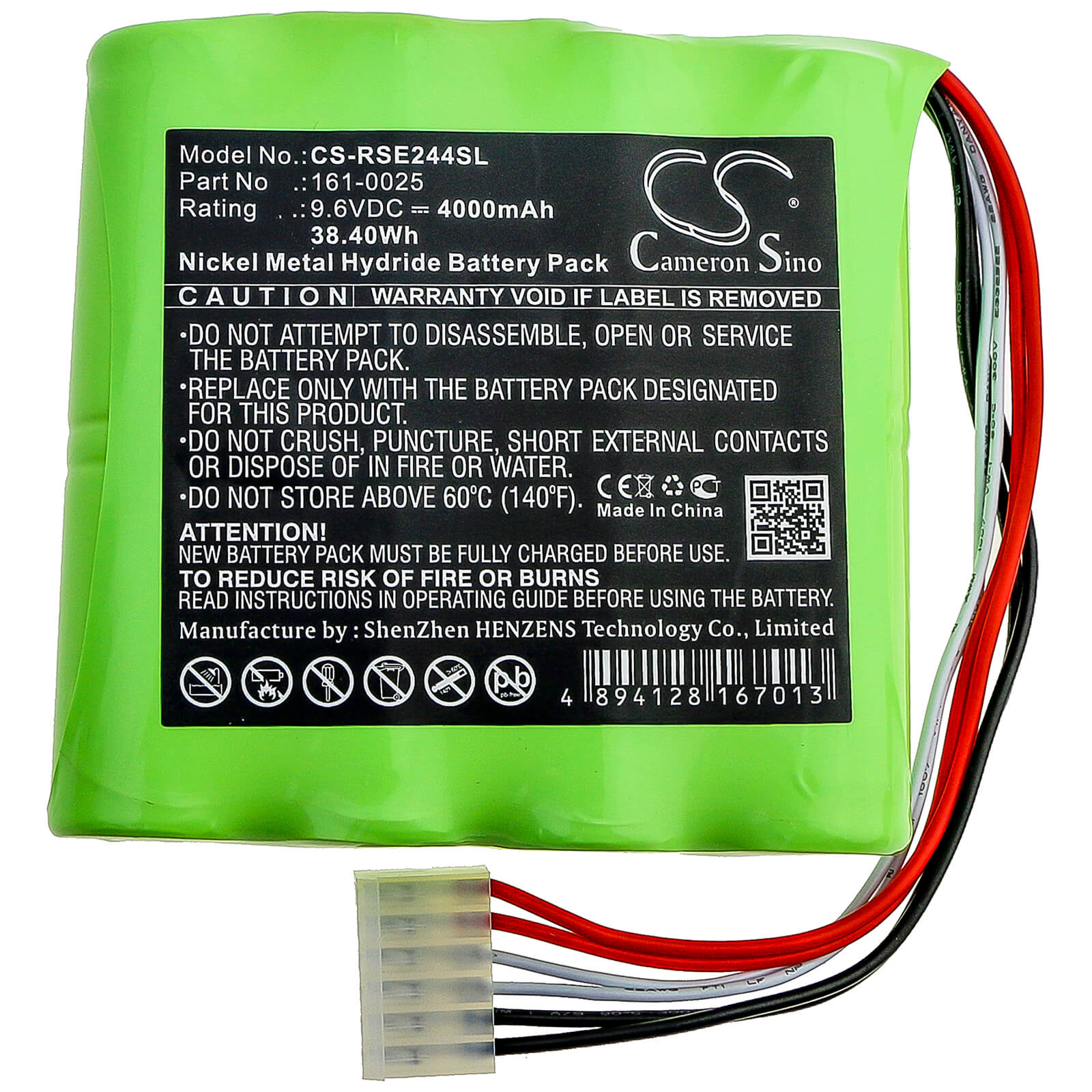 9.6V, 4000mAh, Ni-MH Battery fits Rose, Epg-0244-2, 38.4Wh