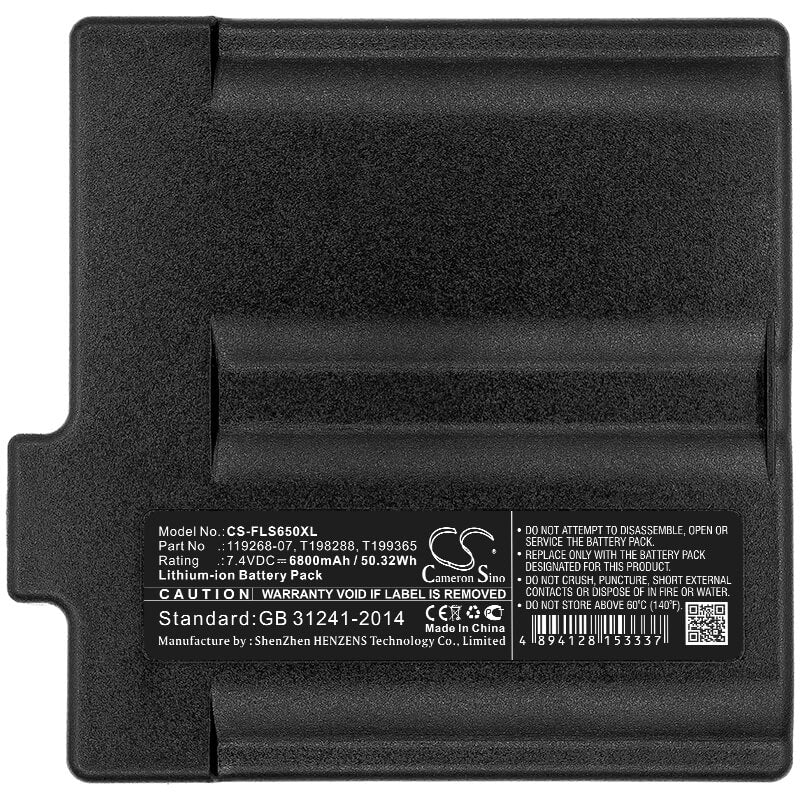 7.4V, 6800mAh, Li-ion Battery fits Flir, Division T199365acc, T199365acc, 50.32Wh
