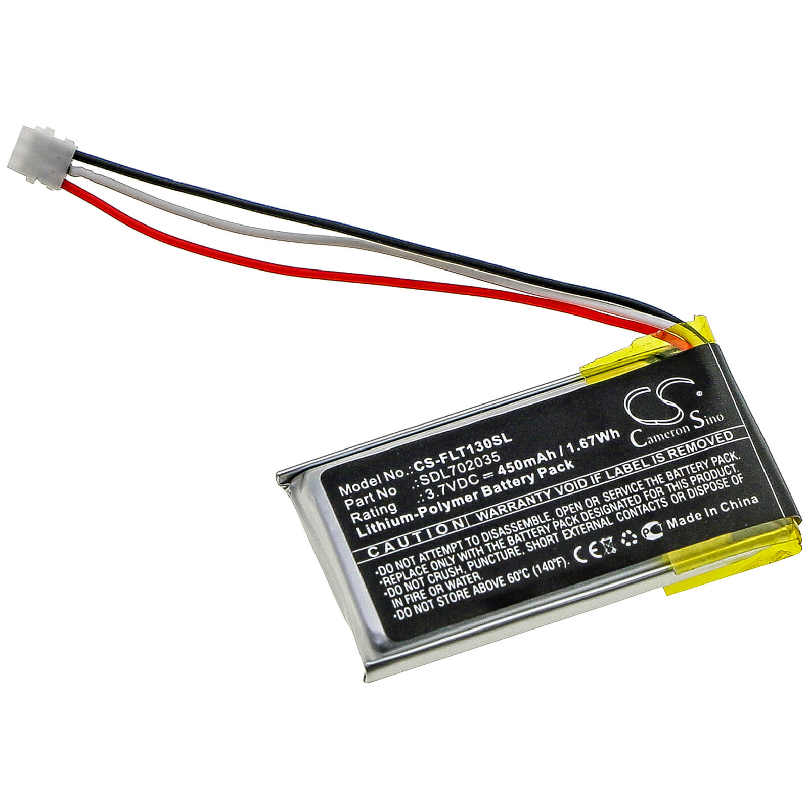 3.7V, 450mAh, Li-Polymer Battery fits Flir, One Pro, 1.665Wh