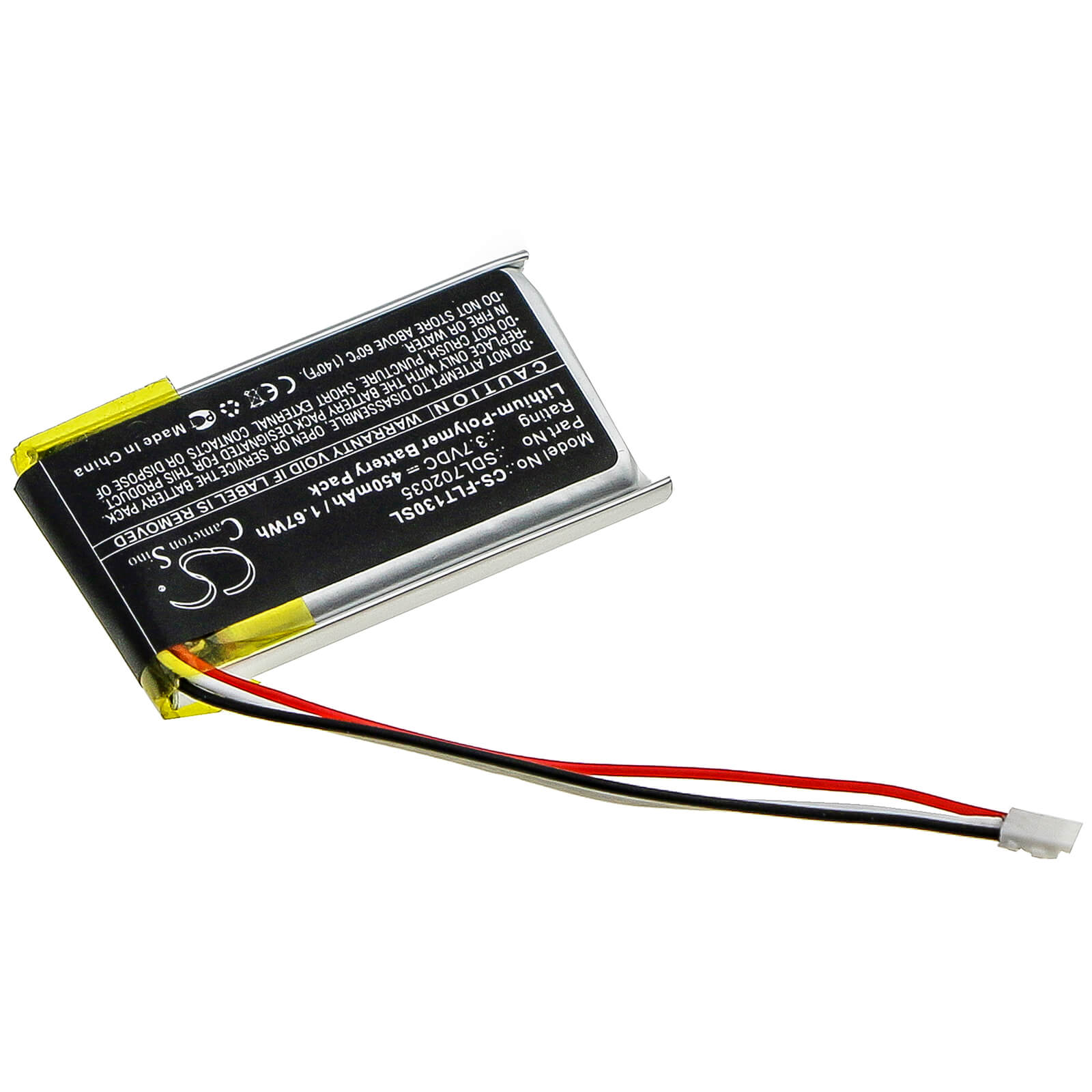 3.7V, 450mAh, Li-Polymer Battery fits Flir, One Pro, 1.665Wh