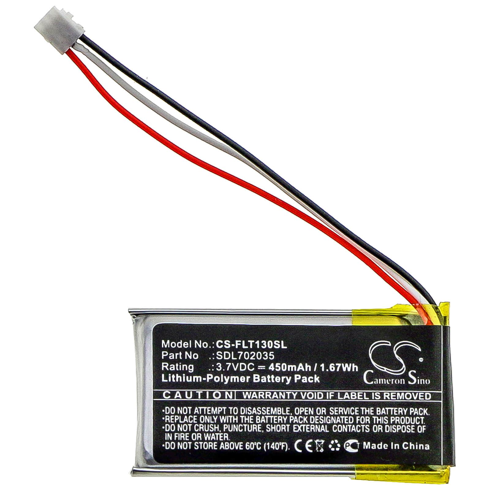3.7V, 450mAh, Li-Polymer Battery fits Flir, One Pro, 1.665Wh