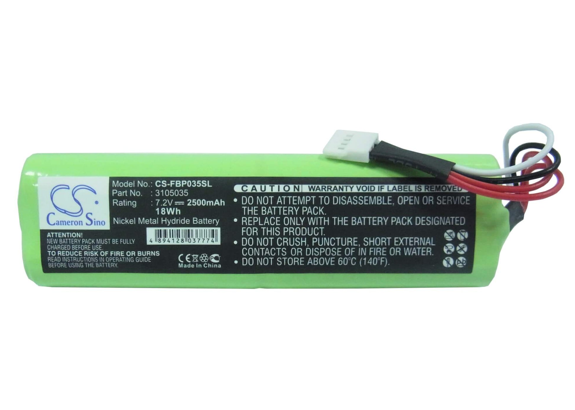7.2V, 2500mAh, Ni-MH Battery fits Fluke, Ti10, Ti-10, 18Wh