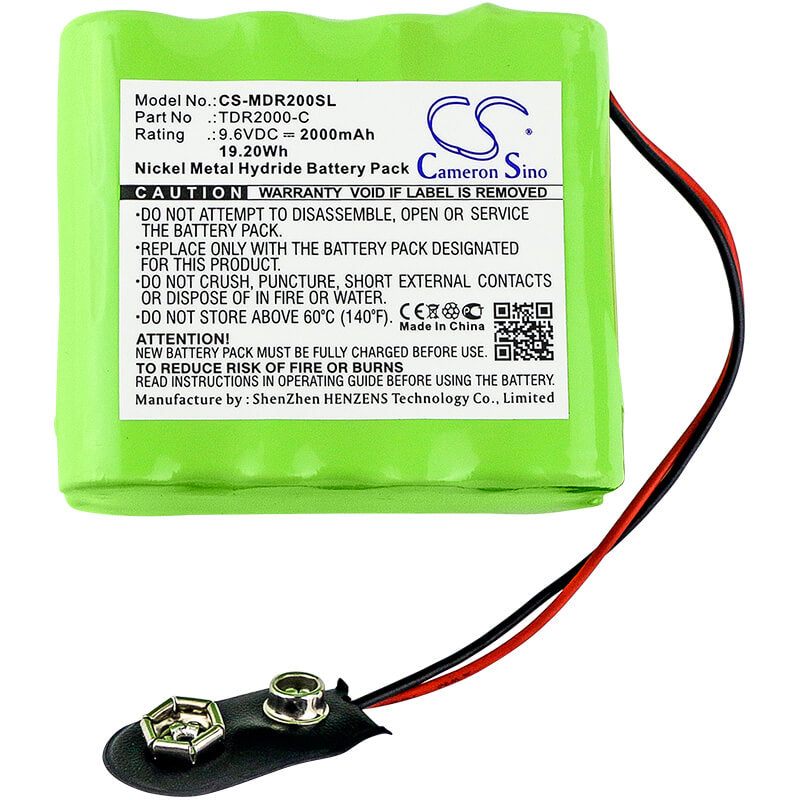 9.6V, 2000mAh, Ni-MH Battery fits Megger, Tdr2000/2r Echometer, Time Domain Reflectometer Megg, 19.2Wh
