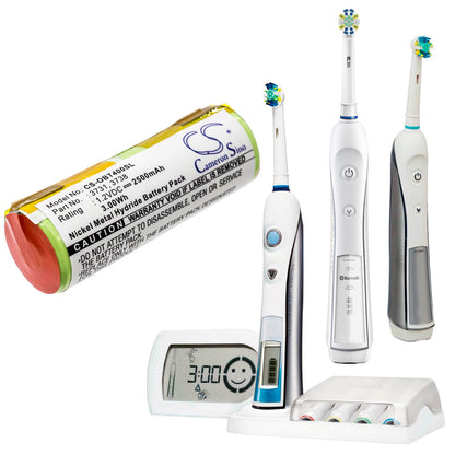 1.2V, 2500mAh, Ni-MH Battery fits Oral-b, 9900 Toothbrush, Professional Care 8000, 3Wh