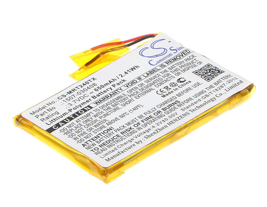 3.7V, 650mAh, Li-Polymer Battery fits Rii, I24t, Mini I24, 2.405Wh