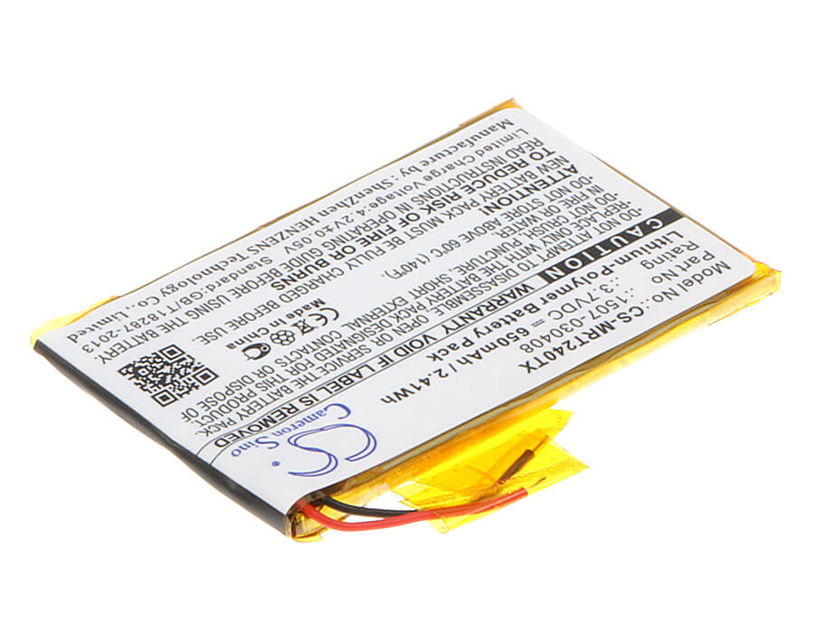 3.7V, 650mAh, Li-Polymer Battery fits Rii, I24t, Mini I24, 2.405Wh