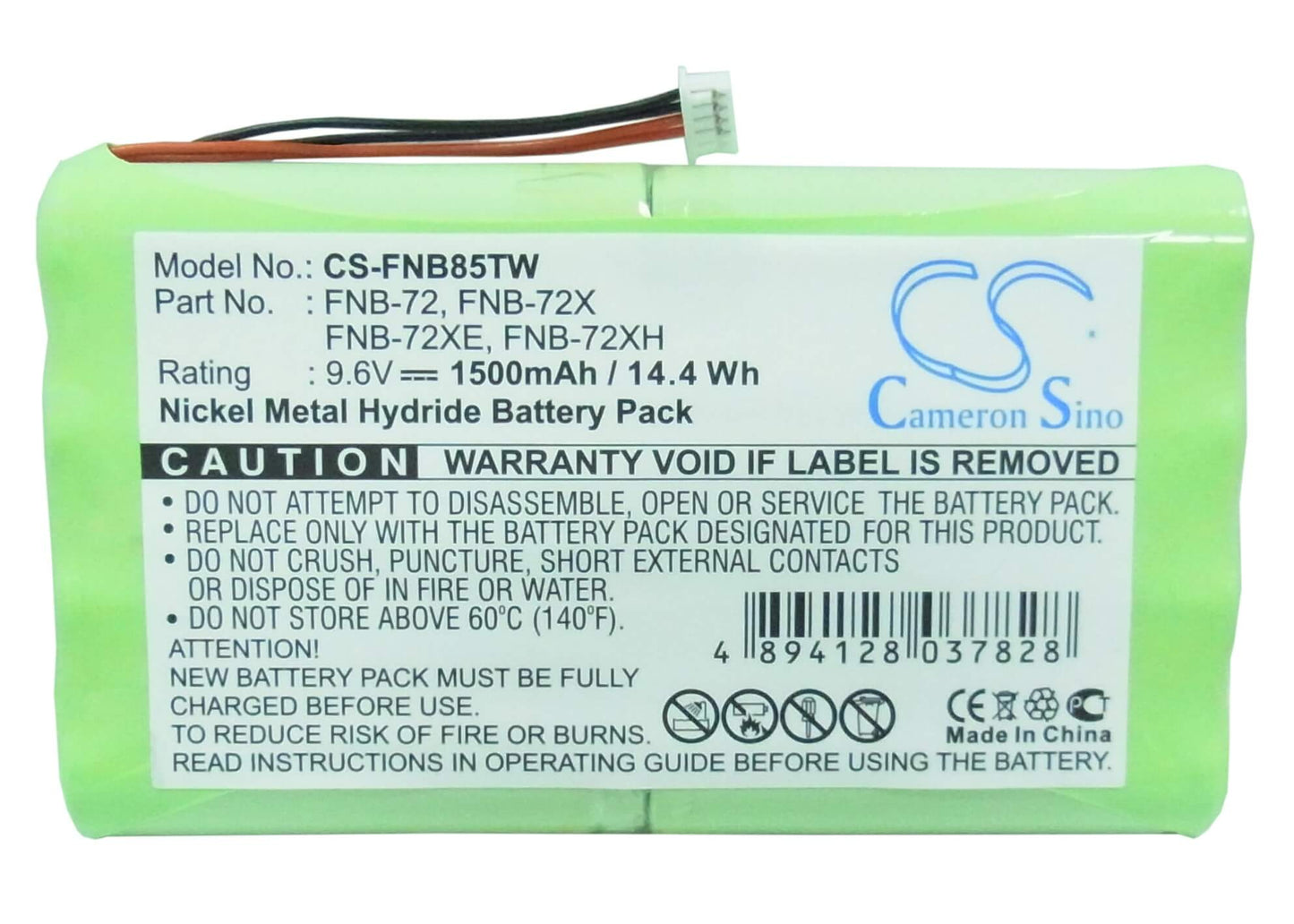 9.6V, 1500mAh, Ni-MH Battery fits Yaesu, Ft-817, Ft-817nd, 14.4Wh