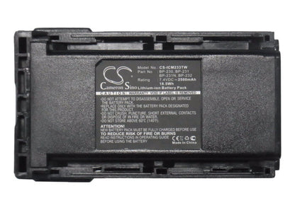 7.4V, 2500mAh, Li-ion Battery fits Icom, Ic-4011, Ic-a14, 18.5Wh