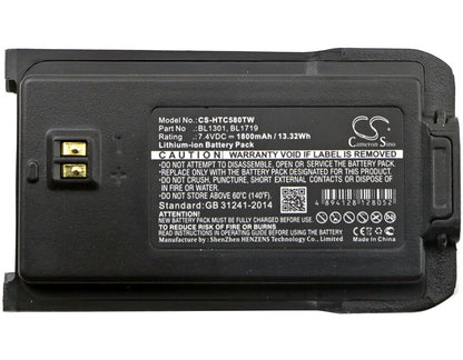 7.4V, 1800mAh, Li-ion Battery fits Hyt, Tc-446s, Tc-500s, 13.32Wh